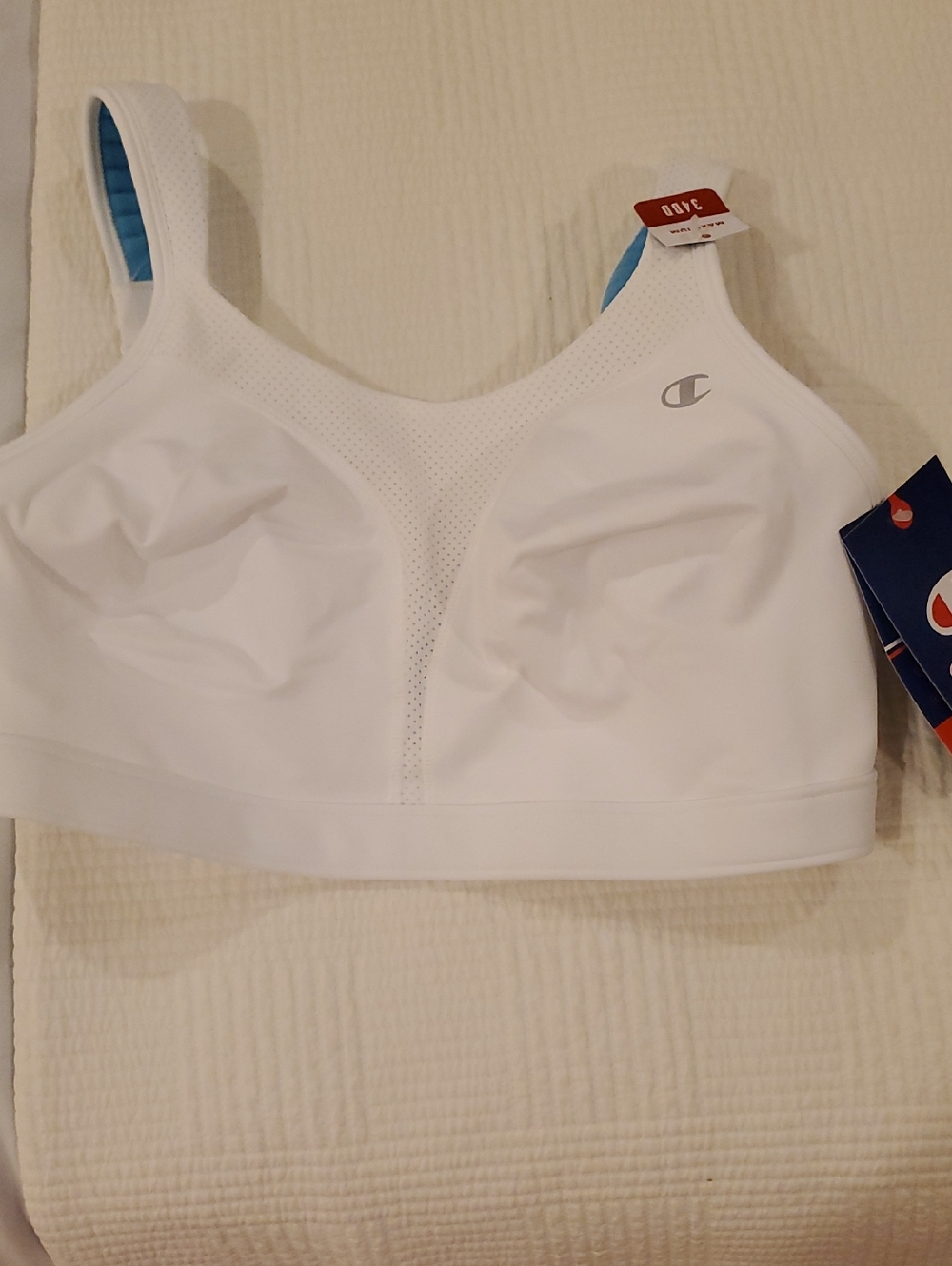 Nwt Champion White & Blue Padded Sports Bra
